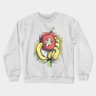 Banana fingers holding a sour worm infested apple Crewneck Sweatshirt